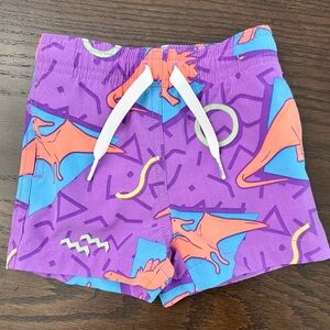 Chubbies Purple Dinosaur Print Boys Swim Trunks